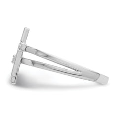 Sterling Silver Rhodium Plated Diamond Crosses Ring
