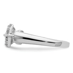 Sterling Silver Rhodium Plated Diamond Buckle Ring