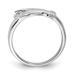 Sterling Silver Rhodium Plated Diamond Buckle Ring