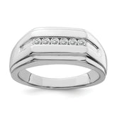 Sterling Silver Rhodium Plated Diamond Men's Ring