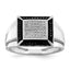 Sterling Silver Rhodium Plated Black and White Diamond Men's Ring