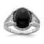 Sterling Silver Rhodium-Plated Onyx and Diamond Ring