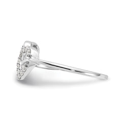 Sterling Silver Rhodium Plated Diamond Double Heart Ring