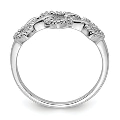 Sterling Silver Rhodium Plated Diamond Triple Heart Ring