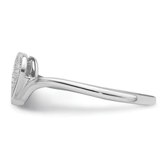Sterling Silver Rhodium Plated Diamond Heart Ring