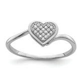 Sterling Silver Rhodium Plated Diamond Heart Ring