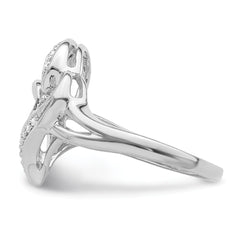 Sterling Silver Rhodium Diam. Heart Ring