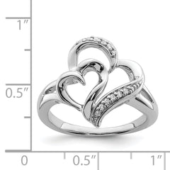 Sterling Silver Rhodium Diam. Heart Ring