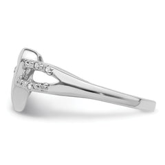 Sterling Silver Rhodium Plated Diamond Heart Ring