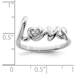 Sterling Silver Rhodium Plated Diamond LOVE Ring