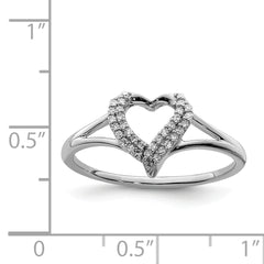 Sterling Silver Rhodium Diam. Heart Ring