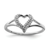 Sterling Silver Rhodium Diam. Heart Ring