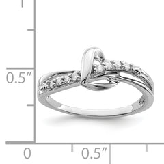 Sterling Silver Rhodium Plated Diamond Heart Ring
