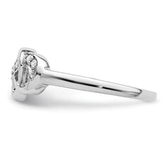 Sterling Silver Rhodium Plated Diamond Heart Ring