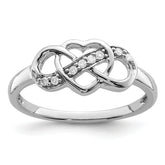Sterling Silver Rhodium Plated Diamond Heart Ring