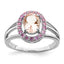 Oval Morganite & Pink Sapphire Ring in Sterling Silver, Size 6–8 - Sophia Jewelers