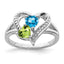 Blue Topaz Peridot Diamond Ring in Sterling Silver (0.01 ct. tw.) - Sophia Jewelers