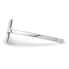 Sterling Silver Rhodium-plated Sideways Cross Ring