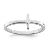 Sterling Silver Rhodium-plated Sideways Cross Ring