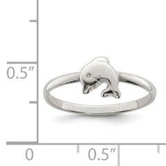 Sterling Silver Rhodium-plated Polished Dolphin Children's Ring