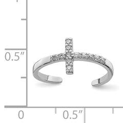Sterling Silver Rhodium-plated CZ Cross Toe Ring