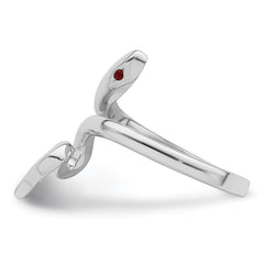 Sterling Silver Rhodium-plated Snake With Synthetic Ruby Toe Ring