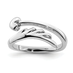 Sterling Silver Rhodium-plated Heart With Wing Toe Ring