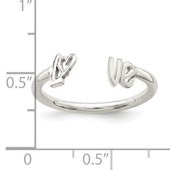 Sterling Silver Polished 'Love' Adjustable Ring