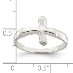 Sterling Silver Horizontal Tiny Freeform Cross Ring