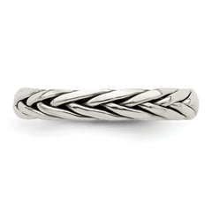 Sterling Silver Antiqued Weave 3.25mm Women's Ring