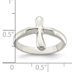 Sterling Silver Vertical Tiny Freeform Cross Ring