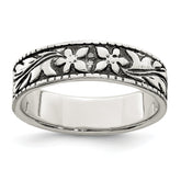 Sterling Silver Antiqued Floral Ring