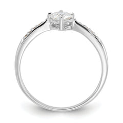 Sterling Silver Rhodium-plated Polished & Square Shaped CZ Ring