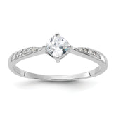 Sterling Silver Rhodium-plated Polished & Square Shaped CZ Ring