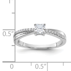 Sterling Silver Rhodium-plated Polished & CZ Ring