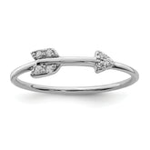 Sterling Silver Rhodium-plated Polished CZ Arrow Ring