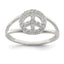 Sterling Silver Polished CZ Peace Sign Ring