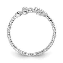 Sterling Silver Rhodium-plated Polished Anchor Ring