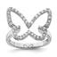 Cubic Zirconia Butterfly Ring in Sterling Silver, 2mm - Sophia Jewelers