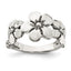 Flower Ring in Sterling Silver, Antiqued & Polished, Size 6–8 - Sophia Jewelers