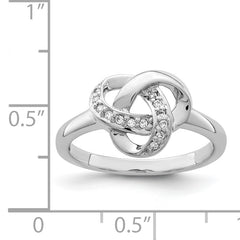 Sterling Silver Rhodium-plated CZ Knot Ring