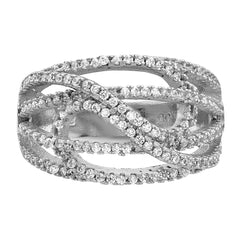 Sterling Silver Rhodium-plated CZ Micro pav‚ Ring