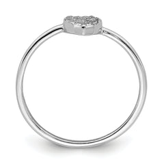 Sterling Silver Rhodium-plated Polished CZ Heart Ring