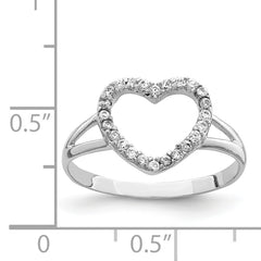 Sterling Silver Rhodium-plated Polished CZ Heart Ring