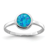 Sterling Silver Rhodium-plated Polished Round Synthetic Opal Ring