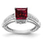 Sterling Silver Rhodium-plated Lab Created Ruby and CZ Ring