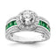 Sterling Silver Rhodium-plated CZ and Lab Created Emerald Ring, Size 6–7 - Sophia Jewelers