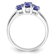 Sterling Silver Rhodium 3-Stone Tanzanite Ring