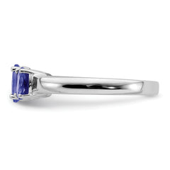 Sterling Silver Rhodium 3-Stone Tanzanite Ring