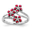 Flower Ruby & Diamond Ring in Sterling Silver (0.05 ct. tw.), Size 6–8 - Sophia Jewelers